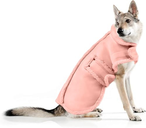 XUANQIFC Hunde-Winterjacke, warm, winddicht, Pullover für kleine Hunde, dicker Fleece-Mantel für mittelgroße und große Hunde (Rosa, Größe XXL)