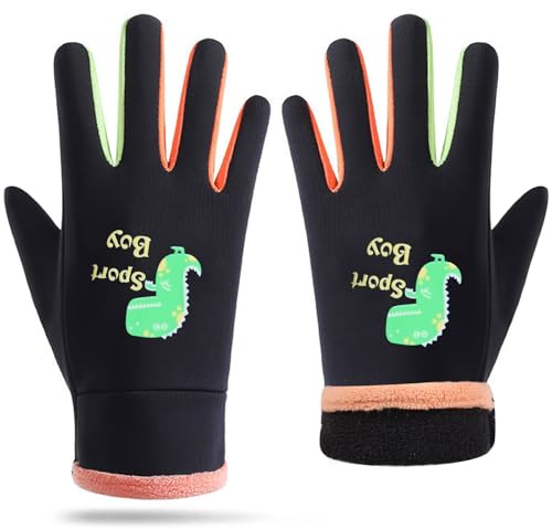TAGVO Guantes de Invierno para Niños con Diseño de Dinosaurio, Manoplas Cálidas Forradas de Felpa, Resistentes al Agua y al Viento para Niños y Niñas, para Ciclismo, Esquí y Juegos de Nieve 3–8 Años