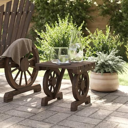 Eleganz Garten-Fußhocker aus massivem Tannenholz mit gebrannter Optik - rustikaler Hocker für Terrasse, Balkon oder Garten - langlebig und witterungsbeständig
