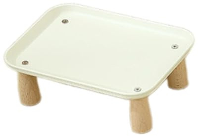 Qianly Raised Cat Feeding Station with Elevated Feeding Bowl Stand, Automatic Feeding Bowl, Pet Food Dispenser Made of Wood And PP for Pet Care, CreamColor 24x17x8cm