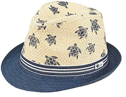 Sterntaler Strohhut Schildkröte - klassischer Sonnenhut mit allover Schilkröten Print - UV-Schutz 50+ Sommerhut - Jungen Strandkappe - Baby und Kinder Kopfbedeckung - sand, Größe 55