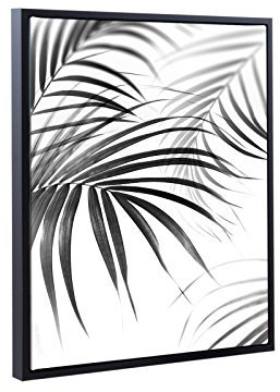 Bildershop-24 Schattenfugenrahmen Set Lemgo Schwarz (matt) mit Keilrahmen Leinwand Bild Druck Motiv: Palmenblätter 60x80cm