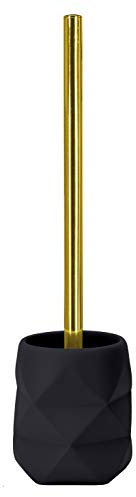 Kleine Wolke 8431926856 WC-Bürstenhalter Golden Crackle, Schwarz, 10,6 x 39 cm, Polyresin