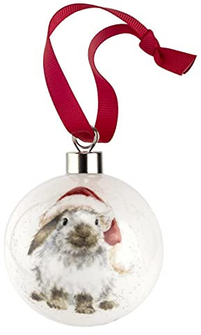 Portmeirion Home & Gifts Ho (Rabbit) -Bone China, Christmas Bauble, Multi Coloured, 9