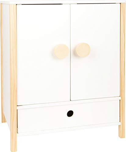 small foot Puppenschrank Little Button, mit leichtgängigen Flügeltüren, inkl. Kleiderbügeln, ab 3 Jahren, 11812, Weiß