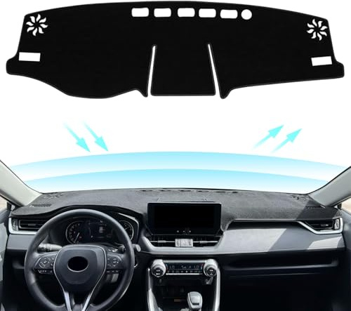 REMOCH for Toyota Rav4 Accessories 2019 2020 2021 2022 2023 2024 Dash Cover Dashboard Cover Mat Custom Fit Center Console Cover Sunshield Protector RAV 4 Pad（Black Trim）