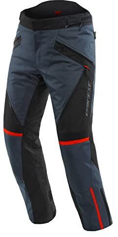 Dainese - Tempest 3 D-Dry Pants, Pantalones de moto Touring para Hombre, Membrana Impermeable, Interior Térmico Extraíble, Protectores de Rodilla, Ébano/Negro/Rojo Lava, 44