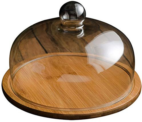 Beurrier Ménage Plateau à Beurre, Plateau en Bois et Couvercle en Verre Antipoussière, Boîte à Beurre pour Comptoir de Cuisine Réfrigérateur Stockage Beurriers, Beurrier (Taille :