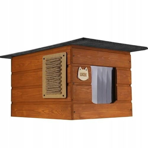 Katzenhaus Outdoor Katzenhöhle Katze wetterfest Winterhaus Drapak House 71x41cm (Kiefer)