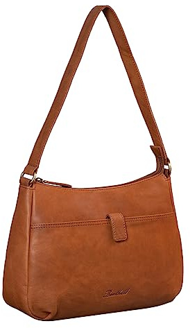 Benthill Handtasche Damen Leder - Damentasche aus Rindsleder - Echt Leder Schultertasche mit Reißverschluss - Vintage Umhängetasche, Farbe:Braun