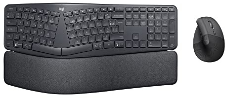 Logitech Lift Souris Ergonomique Verticale, sans Fil, Bluetooth+Clavier Ergonomique sans Fil