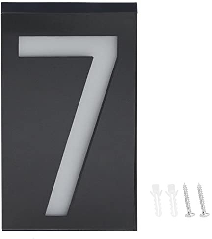 Natudeco House Number Light LED Solar Illuminated Signs Outdoor Plaques Wall Art Address Plate for Hotel Store Yard Street Garage Gate (Number 7)