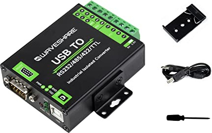 Waveshare USB zu RS232/485/422/TTL Konverter mit Original FT232RNL Chip, Industrieller Isolierter USB Konverter mit Mehrfachem Schutz, Unterstützt die Umwandlung Mehrerer Kommunikationsschnittstellen