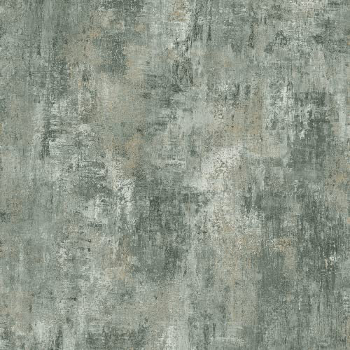 Muriva Cove Wallpaper - Modern Wallpaper for Living Room, Bedroom, Fireplace - Decorative Luxury Wall Paper with Distressed Pattern, Textured Finish & Metallic Detailing (Jade)