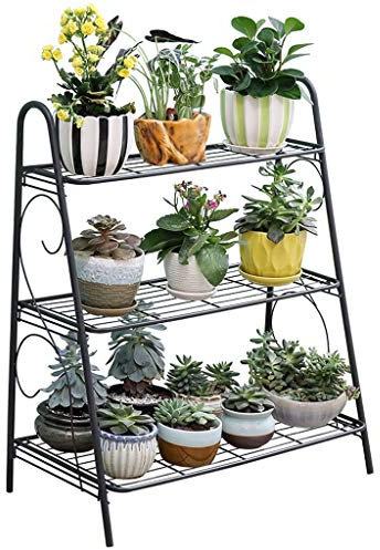 Pflanzenständer Moderner Blumentopfhalter für den Innen- und Außenbereich, Schmiedeeisen-Blumenständer mit 3 Ebenen für den Innenbereich, Wohnzimmer, Metall, Bodenstehender Pflanzenständer, Garten-Blu