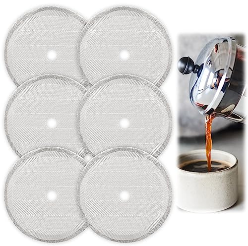 Guangcailun 6 Stück French Press Sieb für Kaffeedrücker | French Press Filter, Edelstahl-Ersatzfilter für 350 ml Kaffeebereiter