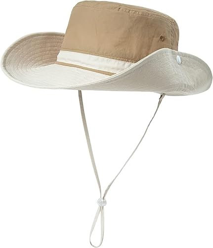 Comhats Herren Sonnenhut mit UV-Schutz, Outdoor Fischerhut, faltbar, Damen Wanderhut, Unisex Buschhut, Sommerhut, Hiking, breiter 50+ Boonie, Gartenhut, Tropenhut, wasserdicht Khaki M