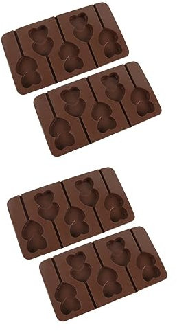 EXCEART 4 Pièces Moule à Chocolat Coeur Moule à Chocolat Avec Bâtonnets Moules à Bonbons Durs Moule En Silicone Sucette Moules à Sucette Coeur Moule à Sucette Pudding En Forme De Coeur