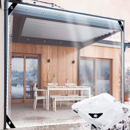 ZHJSHOU Bâche Transparente avec Oeillets 2.2x2.5m Baches Imperméables pour Exterieur,0.55mm Personnalisable Bache de Protection Pergola Terrasse,Bache de Serre pour Meubles, Camping