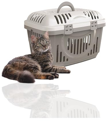Rohrschneider Katzen Transportbox, mit Griff (Grau)