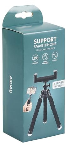 ITENSE - Trépied Smartphone, trépied téléphone - Trépied Smartphone Nomade - Peut être tourné à 360° - Flexible - Compatible avec la Plupart des téléphones - Résistant - Idéal pour Les Voyages..