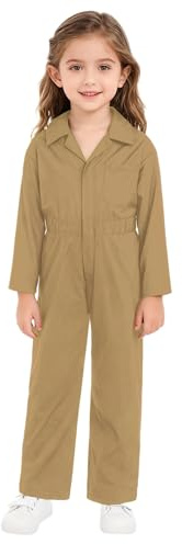 Jugaoge Boys Girls Jumpsuit Overall Mechanic Costume Long Sleeve Overalls Boiler Suit Cargo Coveralls
