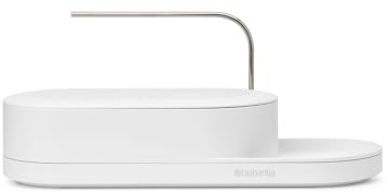 Brabantia - SinkStyle Spül-Organizer mit kompaktem Design für Schwämme und Spülbürste - Belüftungsschlitze für Luftzirkulation, rutschfeste Abtropfschale mit Silikoneinlage - Mineral Fresh Weiß