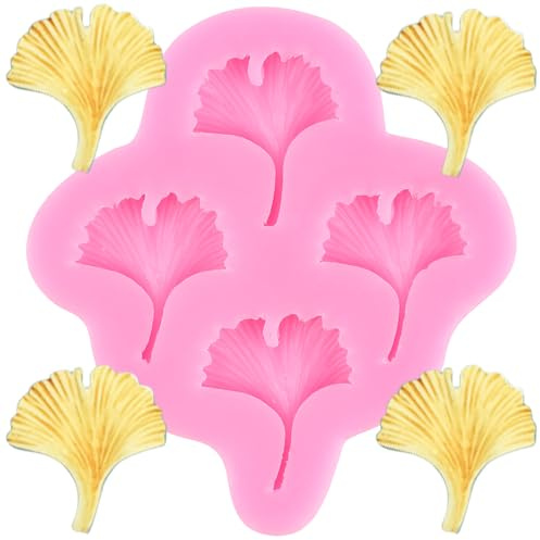 XMOLDNMS Moules en silicone en forme de feuille de ginkgo pour fondant, chocolat, crème glacée, donut, décoration de gâteau, pâte à sucre, pâte polymère