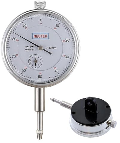Indicatore calibro quadrante, 0-10 mm, indicatore di test professionale, alta precisione di misurazione 0,01 mm, strumento di misurazione meccanico, dispositivo per livellare tavolo e , ideale per