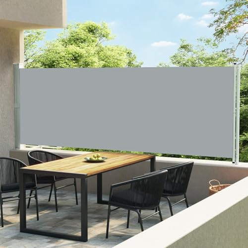 Lechnical Patio Retractable Side Awning 600x160 cm Grey,Retractable Side Awning,Outdoor Privacy Screen for Garden,Sun Shade-313379