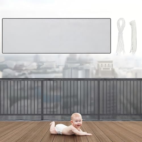 FAINCA 300*79 cm Treppenschutznetz Treppe Kinder Schutznetz Verdicktes Netz | Sicherheitsnetz Treppe mit Nylonseil Langer Schnallenriemen Sicherheitsnetz für Kinder Haustiere Spielzeug