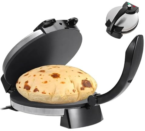 Machine à Roti électrique 2000 W, Presse à Tortillas Multifonction De 30 Cm, Machine à Tortillas Avec Température Réglable Et Chauffage Double Face, Plaques Antiadhésives, Machine à Chapati