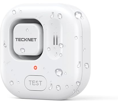 TECKNET Water Leak Detectors for Home, 120dB Water Sensor Alarm Leak Detector, IP66 Waterproof, Water Leak Detectors for Bathroom, Sink, Laundry, Window, Basements, Kitchens(1 Pack, Battery Included)