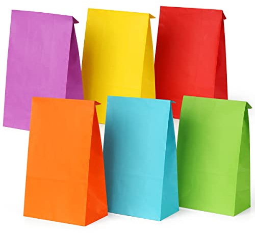 Eupako Kindertag Papiertüten Bonbon Geschenktüten, 60 Stück Bunte | 12.7x7.5x24cm, DIY, Hochzeit, Kindergeburtstag, Halloween, Weihnachten