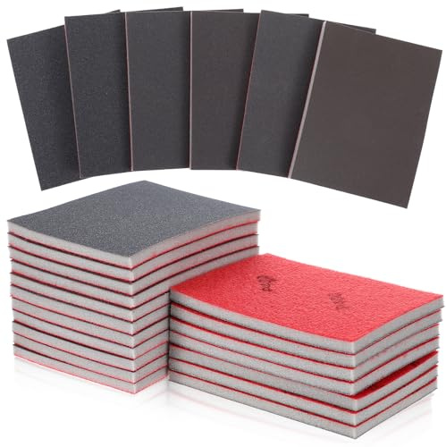 18 Pcs Sanding Block, 180-2000 Grit Sandpaper Assortment Sponge, Soft Foam Sanding Pads for Metal Wood Furniture Polishing