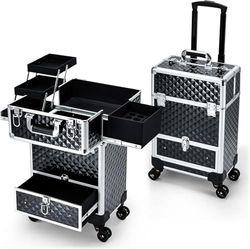 Makeup Trolley Vanity Case with Drawer Beauty Trolley on Wheels
