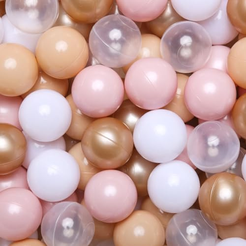 GOGOSO Ball Pit Balls for Toddler Soft Plastic Playballs Pink Brown 100pcs