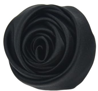 WANYI 5 Stück Rose Ansteckblume Satin Rosen Brosche Stoffblumen zum Aufnähen Stereo Rose Applikationen Patches Haarblumen für Hochzeit Bankett Kleidung Zubehör Haarschmuck（Schwarz）