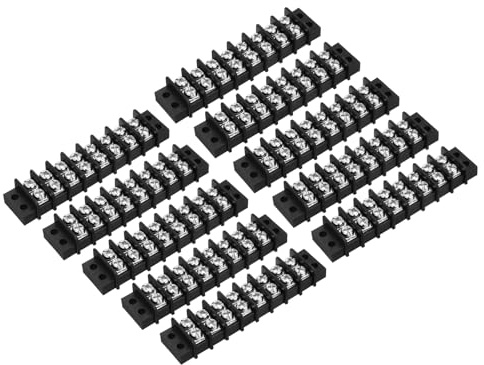 QUARKZMAN 10 Stück PCB-Klemmleiste, 9.5mm 8-polig 300V 20A Zaunartige Leiterplatten-Klemmenblöcke Doppelreihe