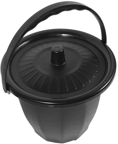 SECFOU Pot de Chambre Portable Couvercle Urinoir en Plastique Noir Bassin de Lit pour Adulte Léger et Stable Pot de Nuit Domestique pour Chambre à Coucher Pratique et Hygiénique