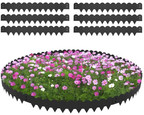 BRRIDE Bordo per prato in acciaio, 6 m, alto 15 cm, in acciaio corten, 6 pezzi, 102 x 15 cm, per viali, prati (nero)
