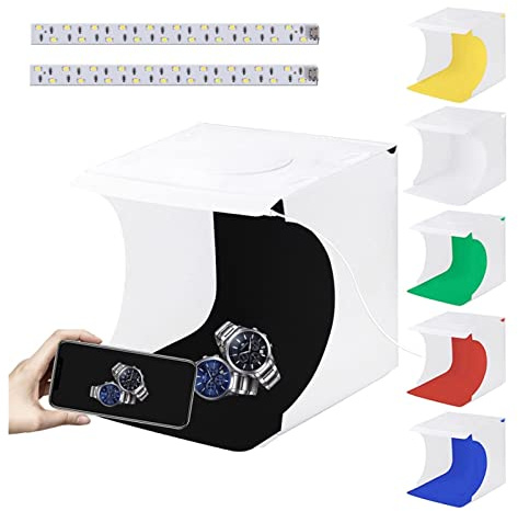 Box da studio fotografico a LED portatile da 8,7 pollici Scatola luminosa da tiro da tavolo Tenda Fotografia Mini Box Softbox Set Display Lightbox(2 LED Studio Box)