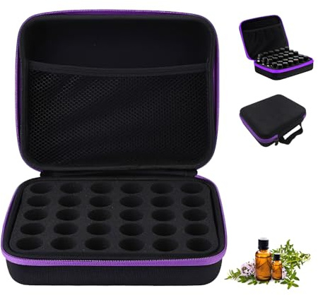 SZMK 30 Scomparti Porta Oli Essenziali da Viaggio 5/10/15 ML,Custodia Trasporto Olis Essenziali Scatola, Contenitore Porta Smalti,Organizer per Unghie Portatile per Viaggio, Campeggio - Viola