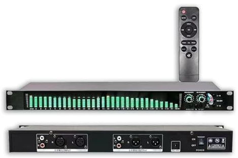 Digital Equalizer, Stereo Graphic Audio Equalizer with 21 Preset Effects, Low/Mid/Treble Adjustment, Automatic Noise Reduction, 1U Rack Mount for Recording Studio