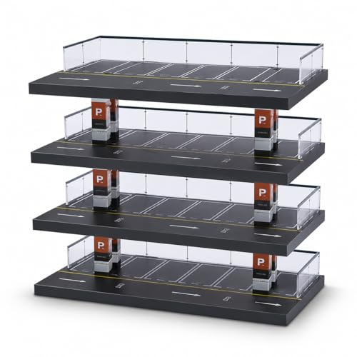 1:64 Diorama Garage Model,4-Tier Toy Car Parking Garage with 24 Spots