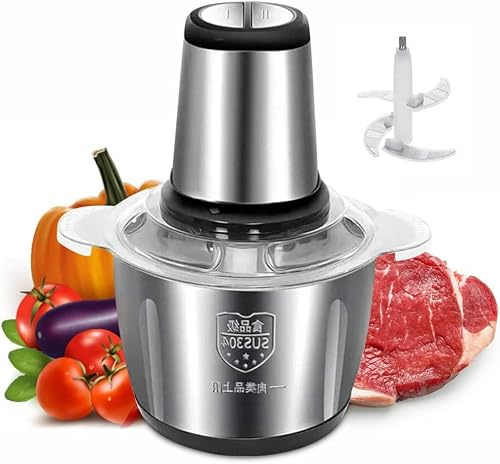 Tritatutto Elettrico da Cucina 3L 650W con Ciotola in Acciaio Inox, 2 Velocità, 8 Lame in Acciaio (2x4), Robot Tritacarne Multifunzione per Carne, Verdure, Cipolle, Frutta Secca, Pesto.