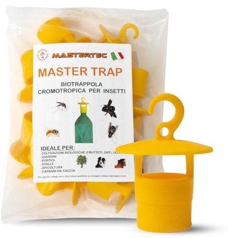 Mastertec Master Trap, Biotrappola Ecologica per Mosche, Vespe, Calabroni, Cimice Asiatica, Drosophila Suzukii e Popilia Japonica (10 pezzi)