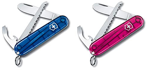 Victorinox Taschenmesser My First Victorinox (9 Funktionen, Abgerundete Klinge, Kette und Kordel) pink Transparent & Taschenmesser My First Victorinox blau Transparent