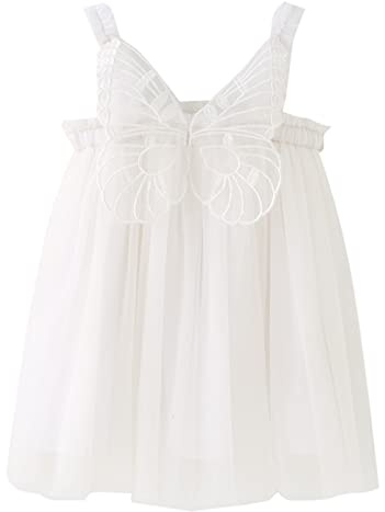 Happy Cherry Tutu Robe de Princess Bébé Fille Petit Enfant sans Manches en Tulle avec Papillon aile Bambin A-ligne Jupe d'été Plage Robe de Ceremonie Soirée Mariage Bapteme 9-12 mois