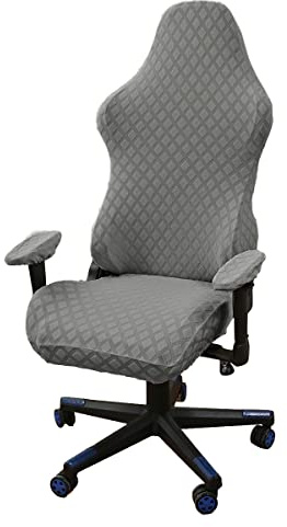 Funda Silla Gaming Fundas de Sillas Gaming Elásticas con Brazos 4 Piezas,Funda para Silla de Juegos Funda Silla Gamer Ergonómicas Antideslizante Protector Lavable Extraíble,No Incluye Sillas,Gris